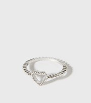 New Look Silver Textured Heart Ring